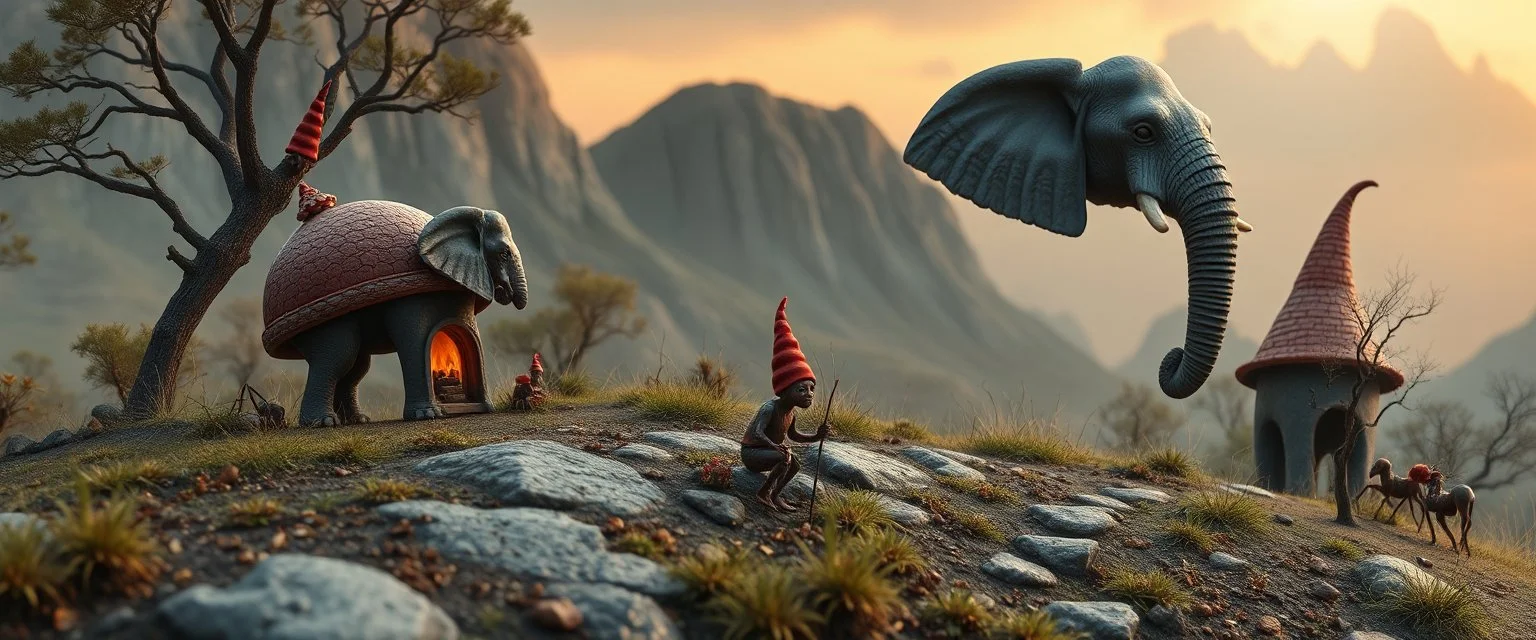elephant ant hill with a weird gnome