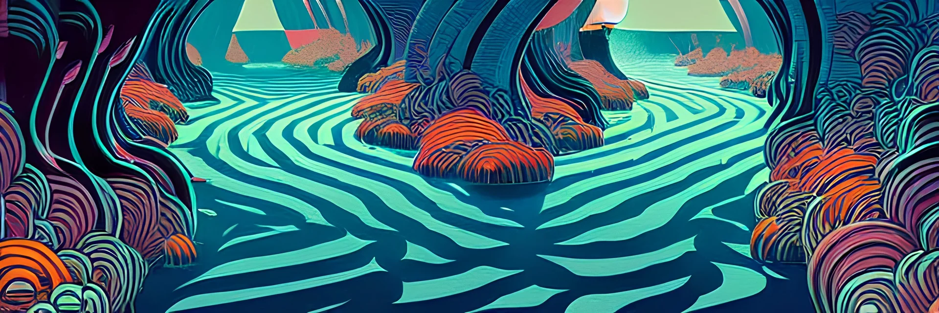 a scary flowing river of lost souls, tristan eaton, victo ngai, artgerm, rhads, ross draws