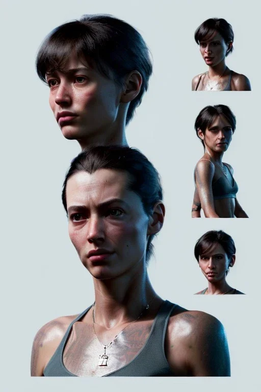 Ultra Realistic image, 25 years old brunette woman, Madrid, portrait, small stature, small chest, yakuza body tattoo, vibrant color, highly detailed, art stations, concept art, smooth, unreal engine 5, god rays, ray tracing, RTX, lumen lighting, ultra detail, volumetric lighting.