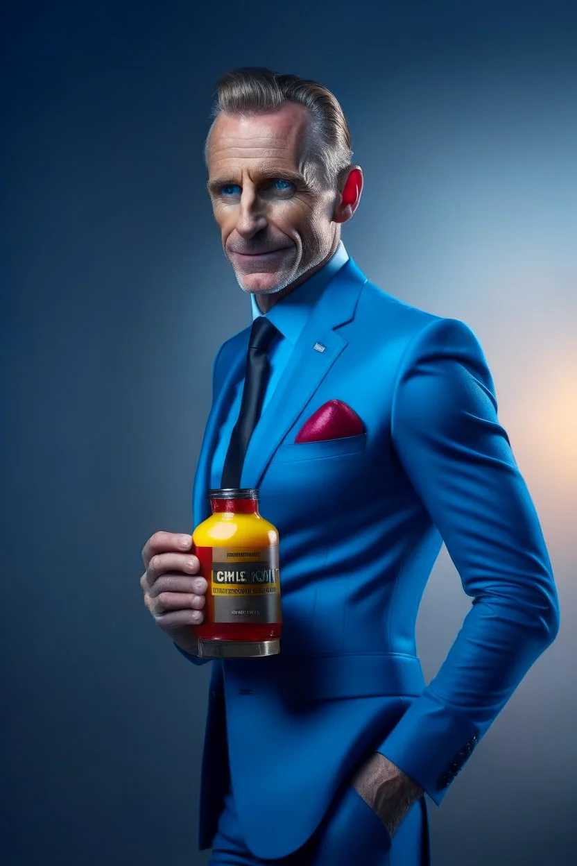 brand campaign for a new drink with orange and chili flavour with drunk bond person high resolution