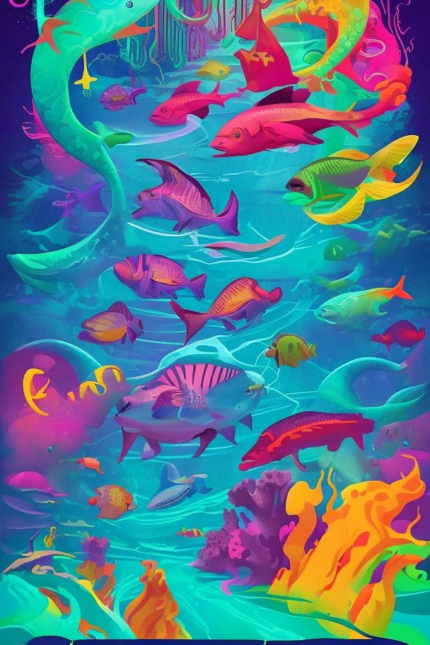 rave poster with ocean theme