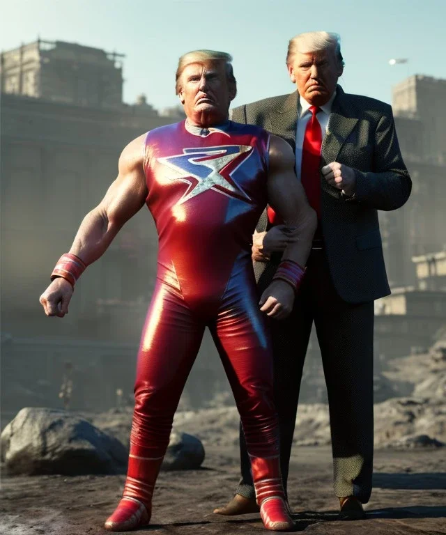 Photo realistic, Wrestler Donald trump, wrestling, American shot, sweat, blood, red breeches, suspenders, retro style, 80s, hot ambient, photo studio, vibrant color, gradient, highly detailed, art stations, concept art, smooth, unreal engine 5, god rays, ray tracing, RTX, lumen lighting, ultra detail, volumetric lighting, 3d, finely drawn, high definition, high resolution.