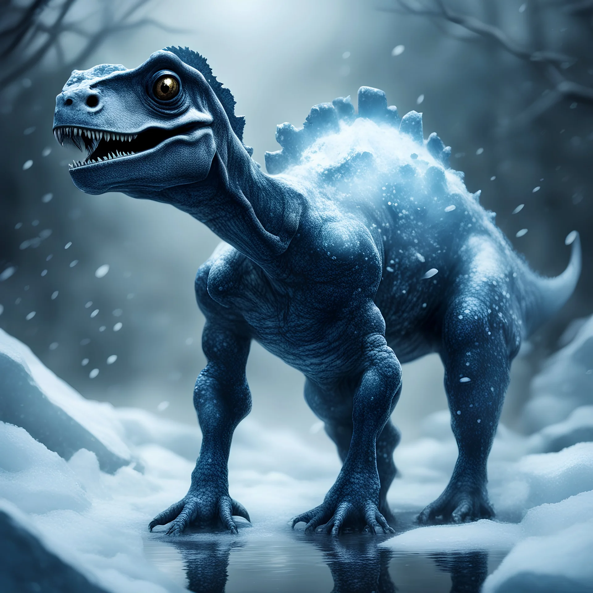 Steelcap Pachycephalosaurus in Horror icy art style