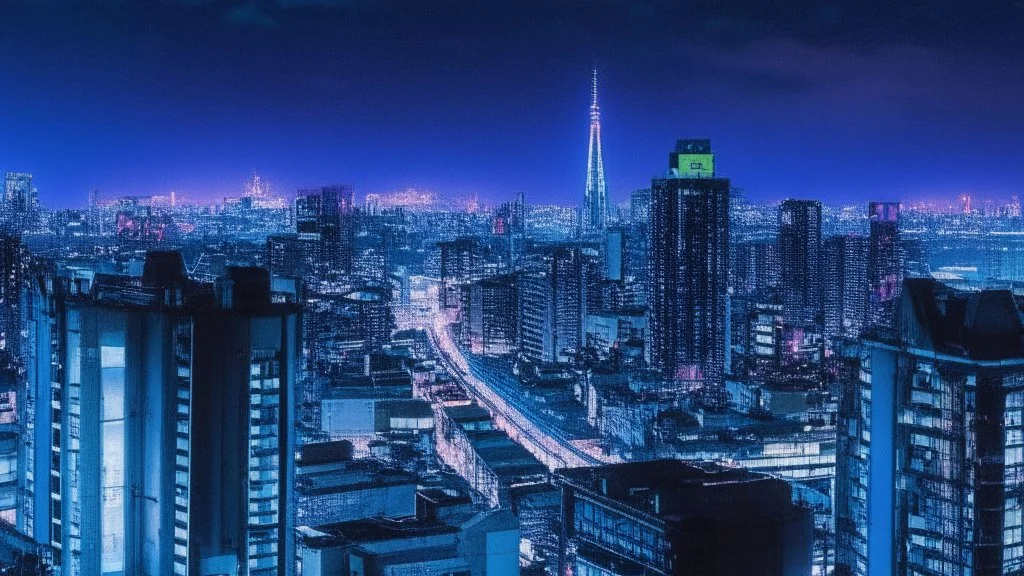 Clear Focus, High resolution, Cyberpunk skyline, comic style