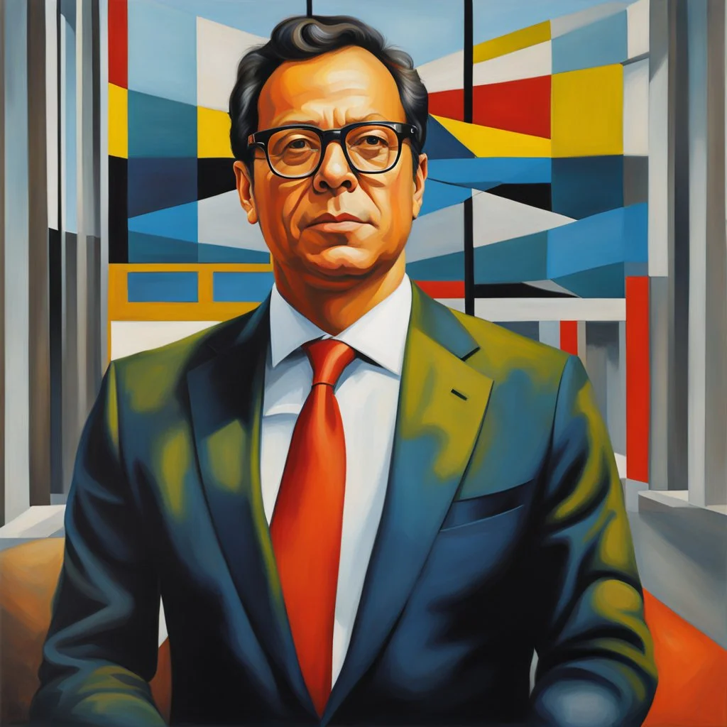 Gustavo Petro president of Colombia oil painting art Bauhaus 8k