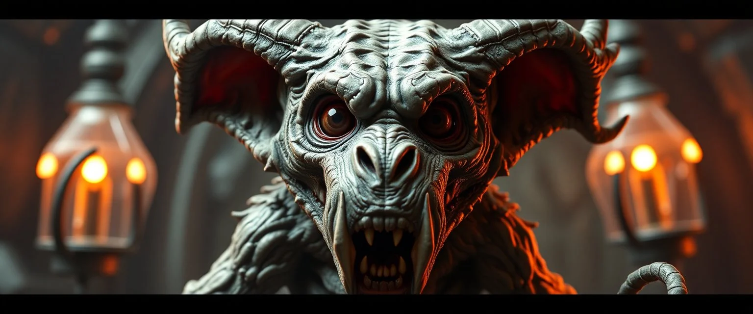 hyena gnome kobold realistic and creepy, straight from the lich lab, in the style of Escher and Giger