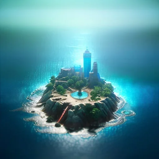 The Isometric Glass Tall Box Mini Model Little Real Island shape smooth Mixed Water Fall Under Ocean Sunshine Summer Background Blue Sea, The Last Of Us / Avatar, Octane Render / ZBrush, Cinematic, IMAX Film, Nikon D750, 16K, Autostereoscopy, Anthropomorphic, Golden Ratio, Geometry, Symmetric, Depth Of Field, Highly Detailed, Ultra Realistic, Beautiful Lighting, Halfrear Lighting, Soft Light, Candoluminescence, Cast Shadow, Reflective, Glow, Translucent, Normal Map, Carbonated --testp