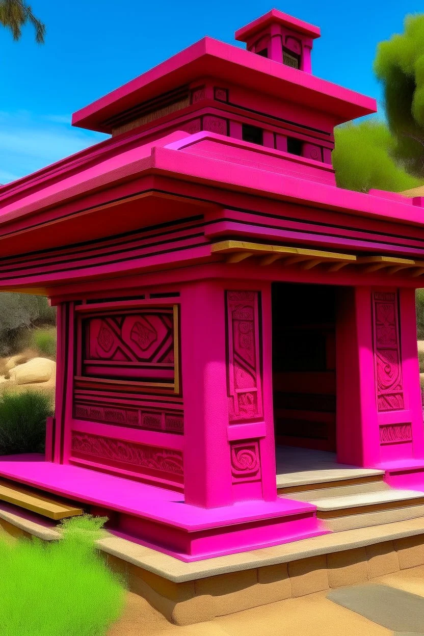 A magenta psychic library painted by Frank Lloyd Wright