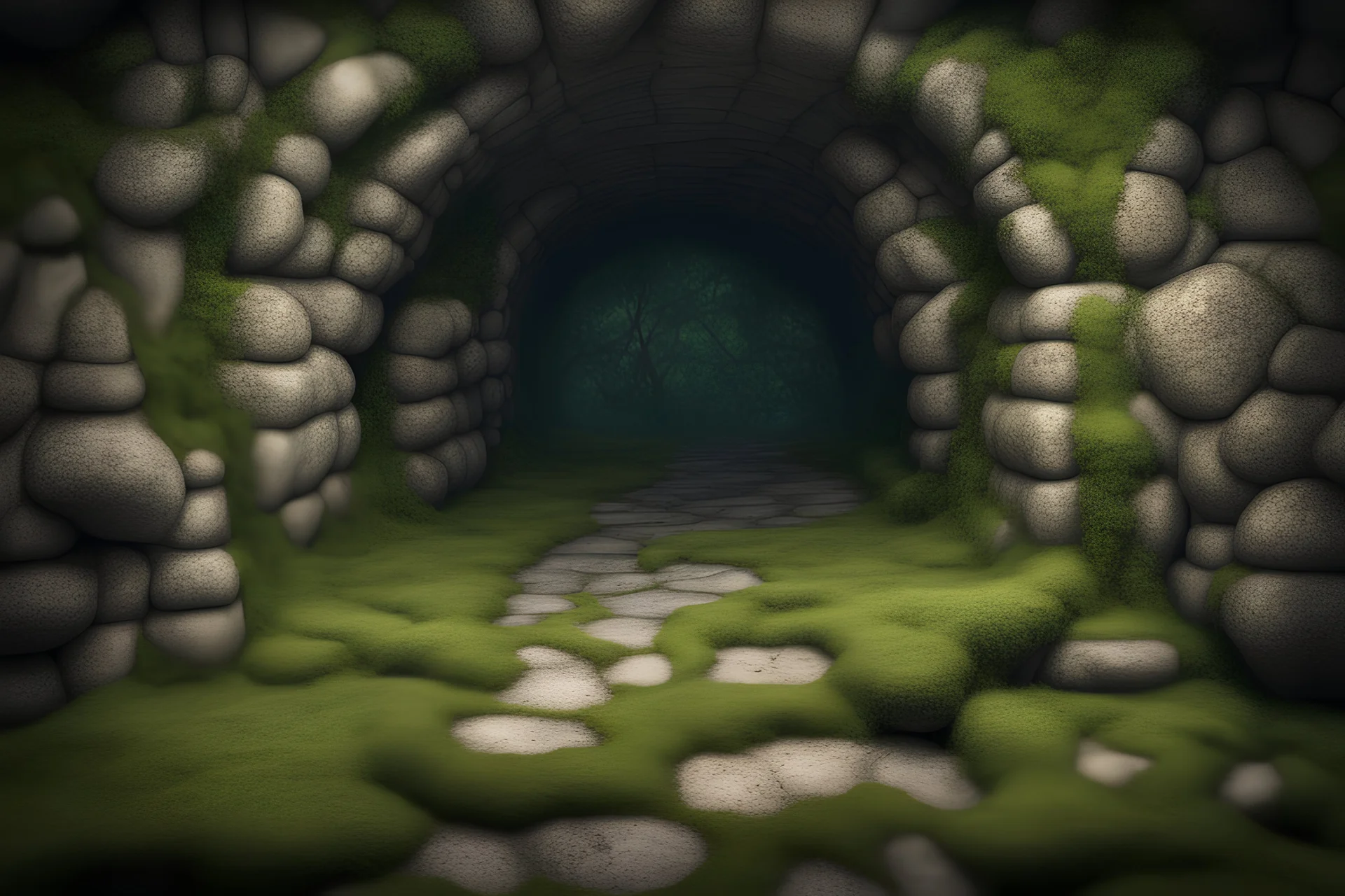 fantasy medieval underground wall with moss
