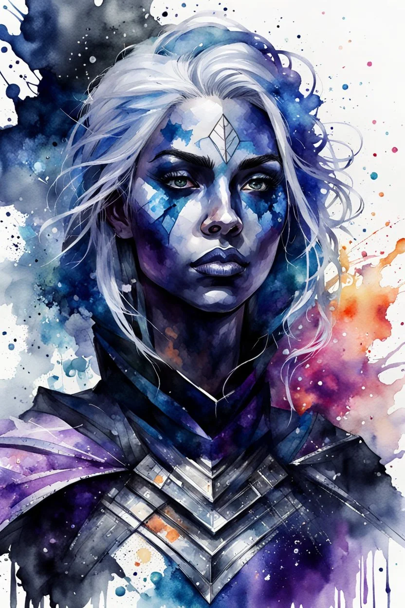 highly detailed, watercolor concept illustration of a female Drow seeress character , maximalist, sharp focus, highest resolution, in the style of Agnes Cecile, 8k, coarse, gritty textures