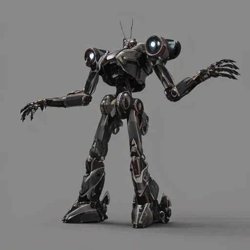 Mecha with metal spider legs his hands are machine guns. Driver is animal