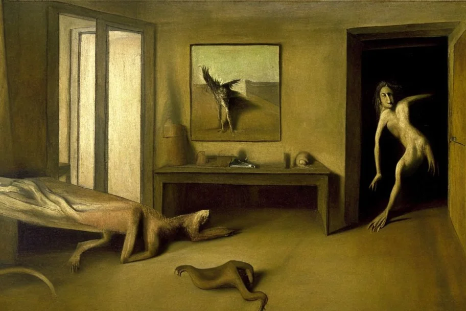 a chimera in a liminal room depicted by balthus