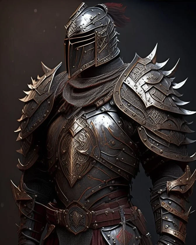 An armor made of a mixture of steel and leather, worn by a strong commander with magical power