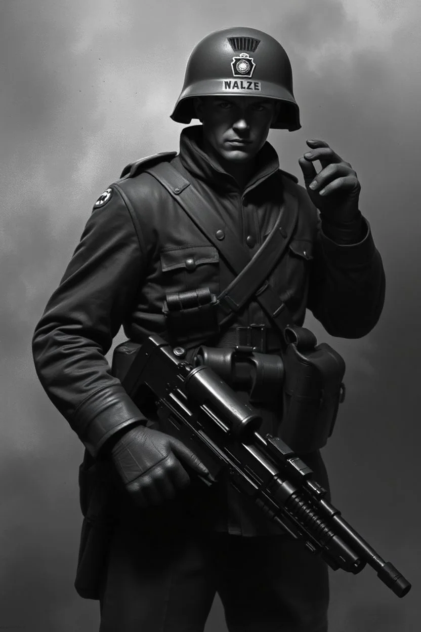 bad ass elite soldier in 1950 concept