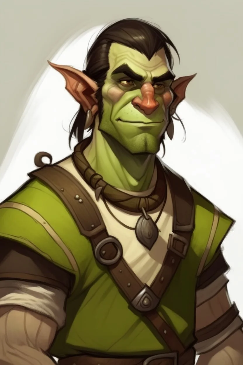 teen pretty half orc nerdy male