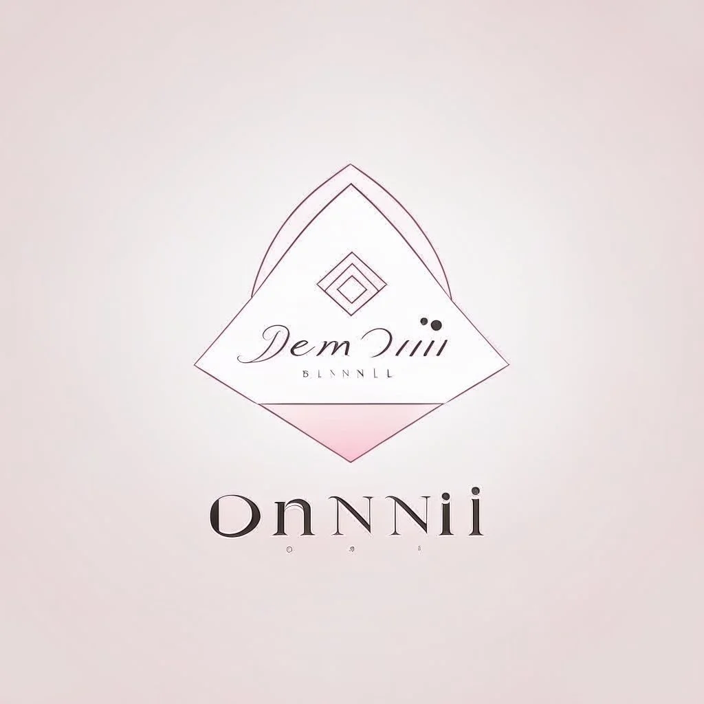 Create a logo with the name Deniz Boutique, inspired by diamond dresses, with the symbol of the dress, baby pink