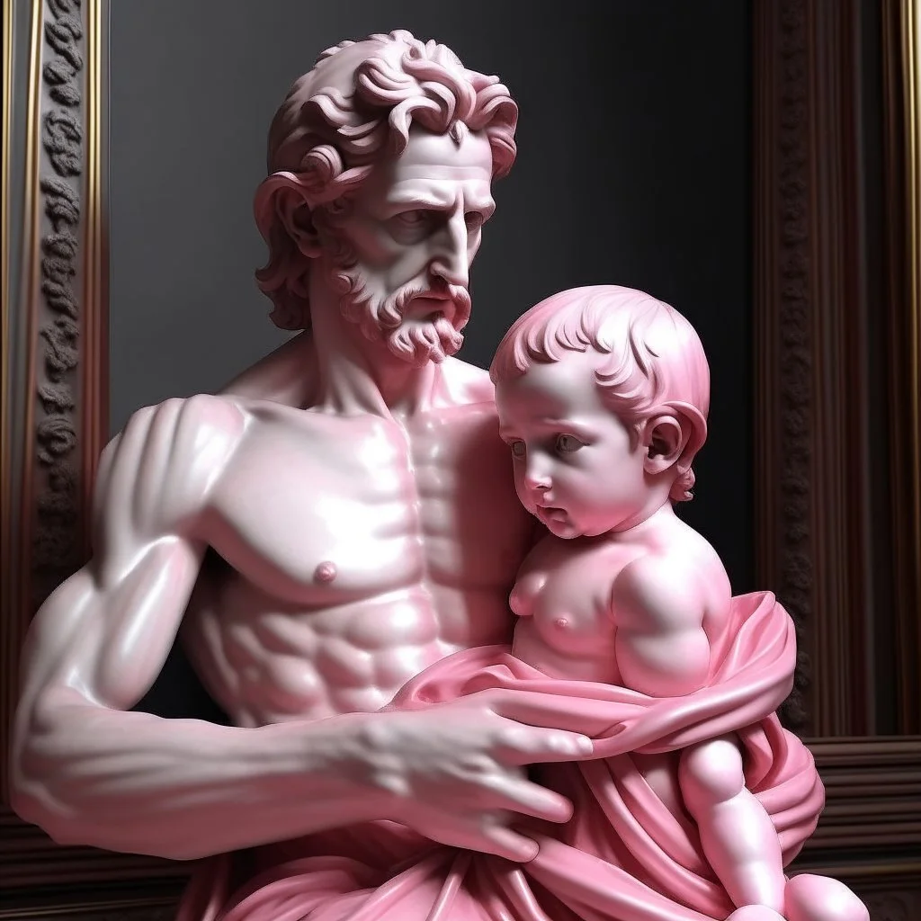 Neoclassicism pink Man with child realistic