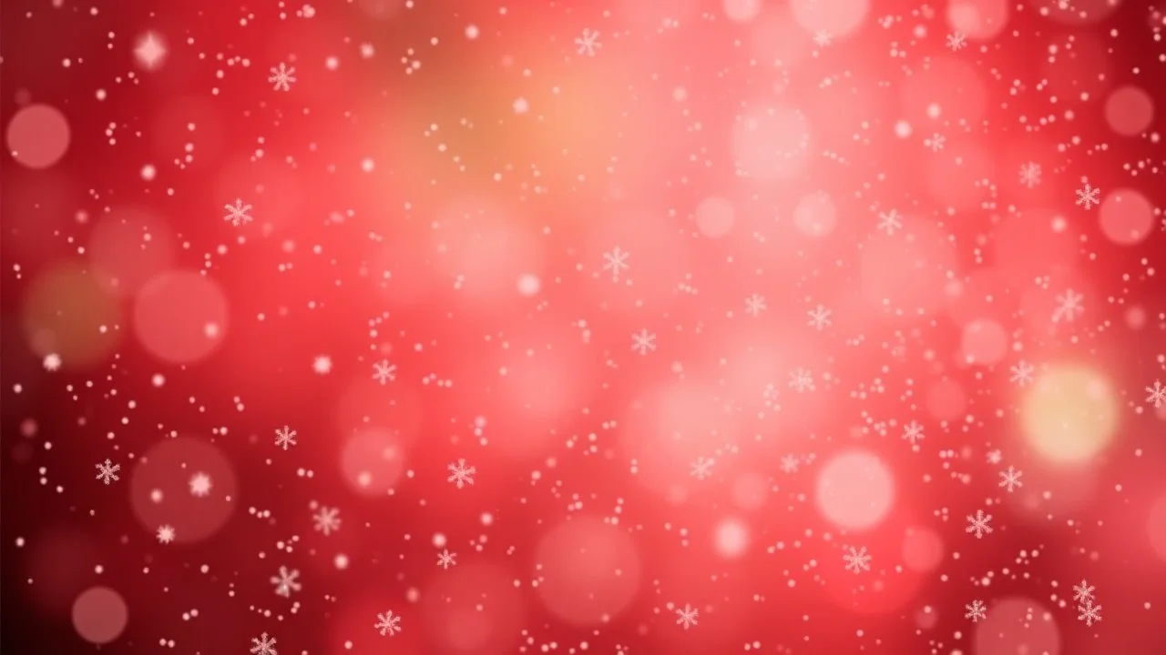 Red Maroon And Green Grunge Gradient Christmas With Snowflakes Falling Background.