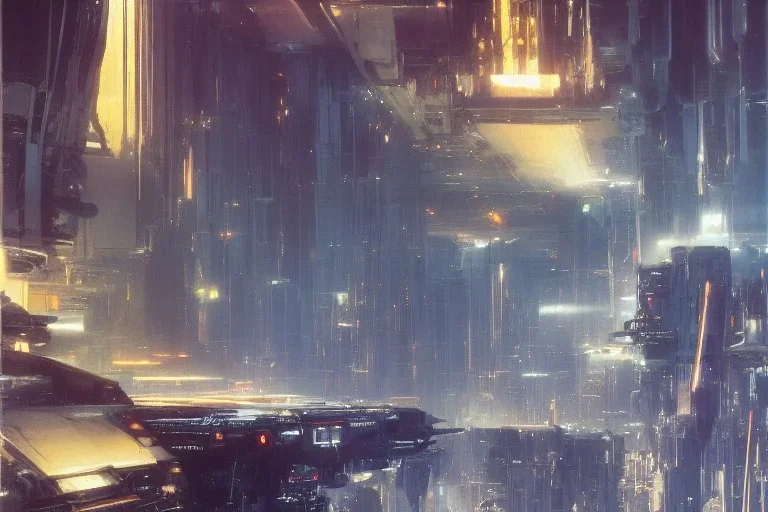 Art by John Berkey and John Harris, futuristic city, high rise, smooth, sharp focus, higly detailed, digital painting, concept art, elegant, centered, Taris Star Wars, connected