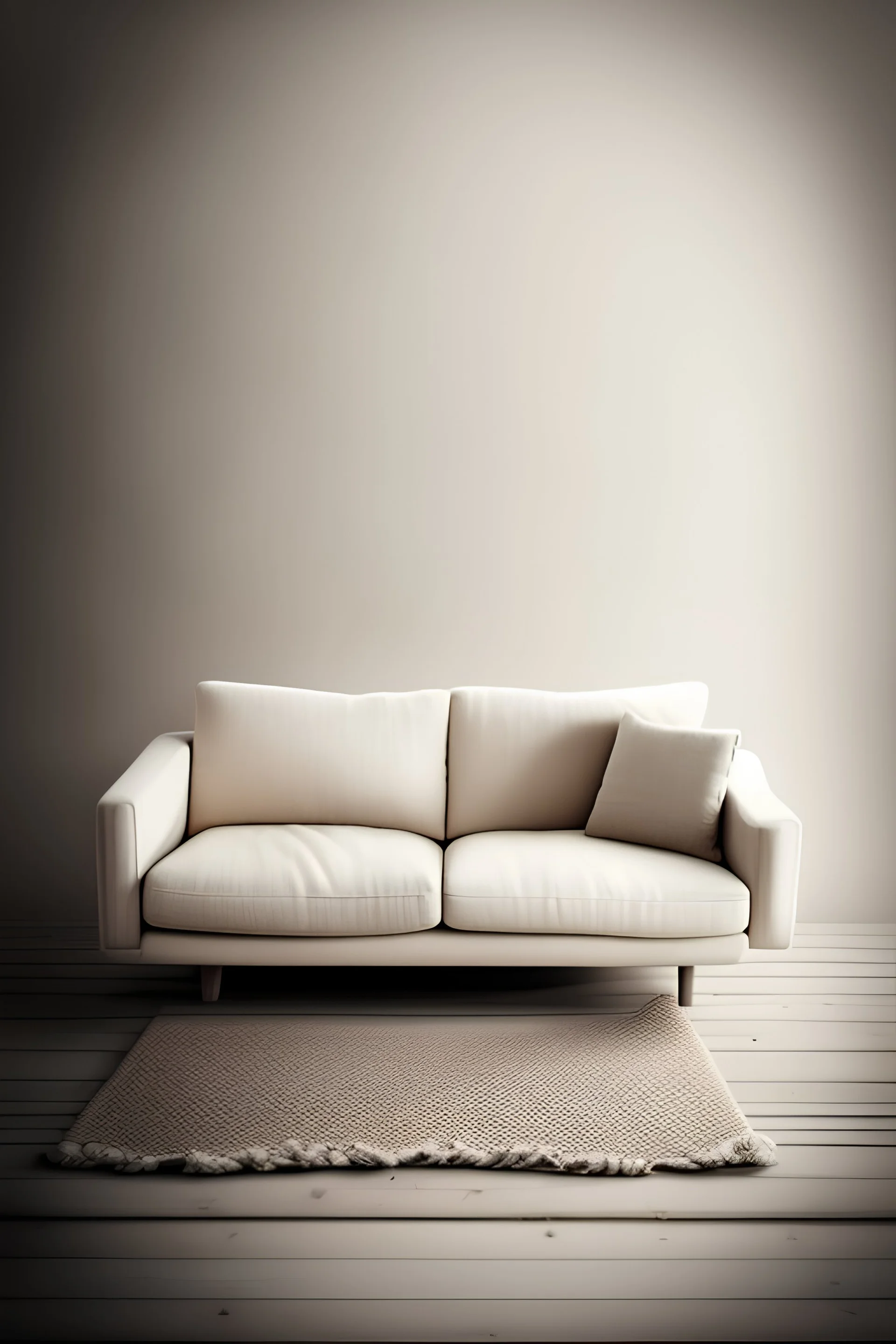 a picture for a webshop for a cozy nordic design couch in wood and light beige linen fabric with a rustic feeling. The picture has a white background