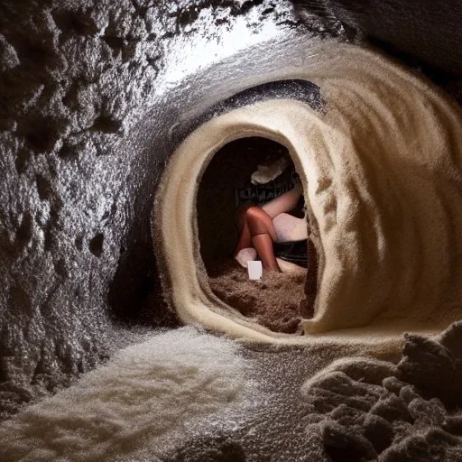 Mini caverna de textura húmeda espumosa con formas proteicas