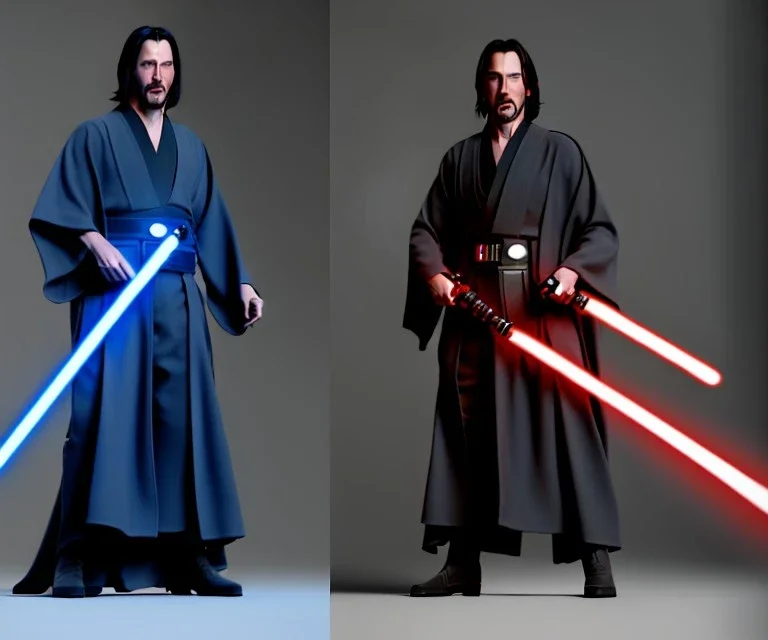 Star wars animation, Keanu reeves, Jedi robe, holding lightsaber, hands