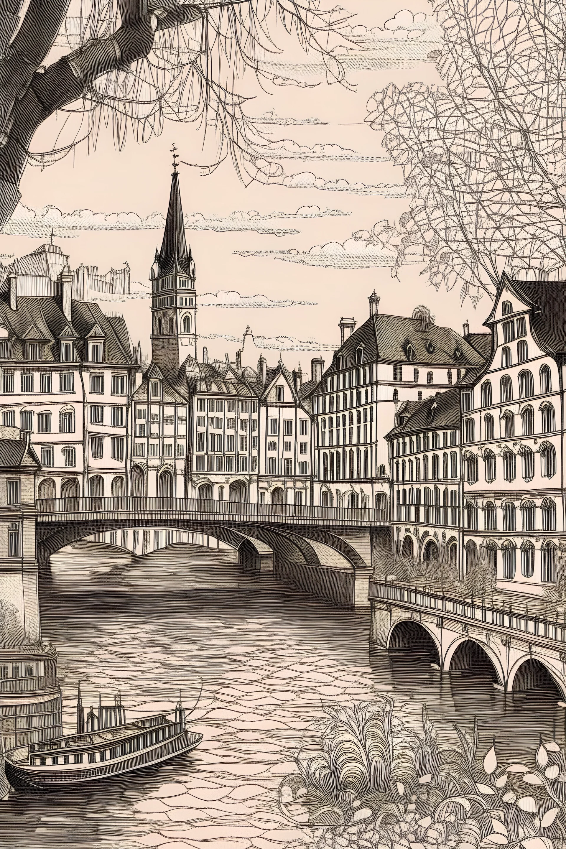 Magical drawings of basel, switzerland