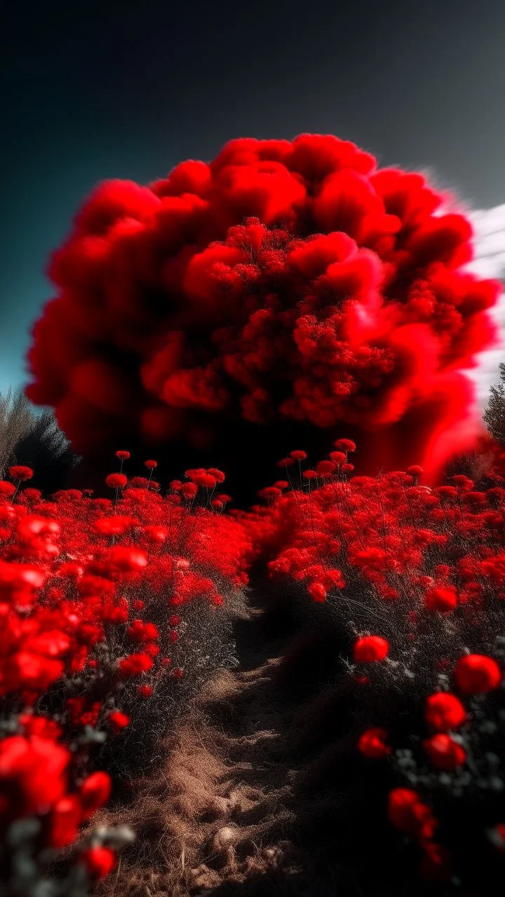 Nuclear blast of red flowers