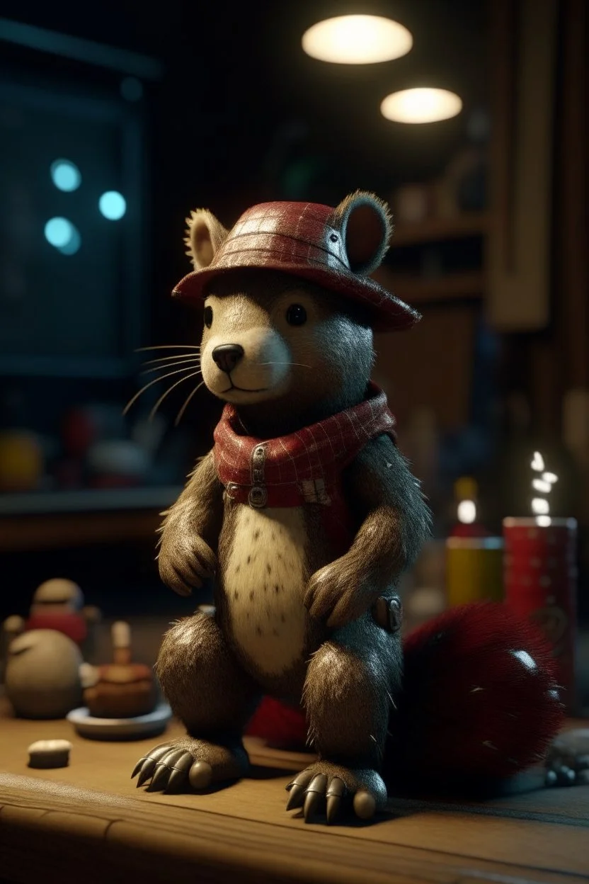 last Christmas adult star cowboy bear squirrel chat robot, bokeh like f/0.8, tilt-shift lens 8k, high detail, smooth render, down-light, unreal engine, prize winning, in the style of fallout 4