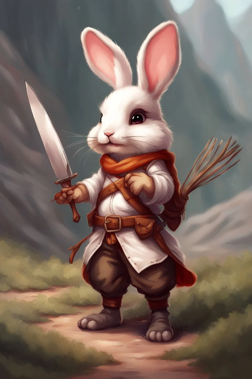 Cute bunny adventurer cook dnd art realism