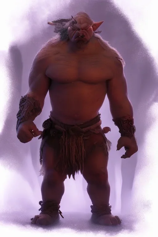 Full body photography of ethereal ANGRY ORC , Fire theme art, Dark moody night atmosphere, by Michelangelo, 8K, high body details, anatomically perfect body, oak tree roots, purple, red, armed with guns ,