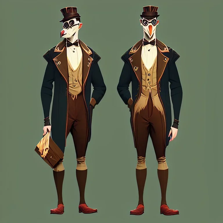 Hipster penguin with look and fashion from THE 1930'S. Retro clothing style.