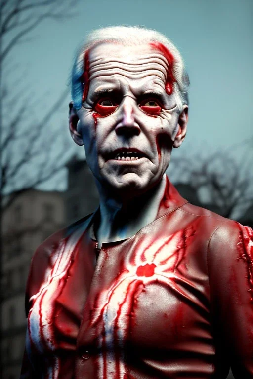 Ultra realistic image, joe biden zombie, zombie performance, skull, blood, torn arm, night, walking twisted, waist up view, thriller style, dark ambient, highly detailed, White House background, concept art, unreal engine 5, god rays, ray tracing, RTX, lumen lighting, ultra detail, volumetric lighting, 3d, finely drawn, high definition, high resolution.