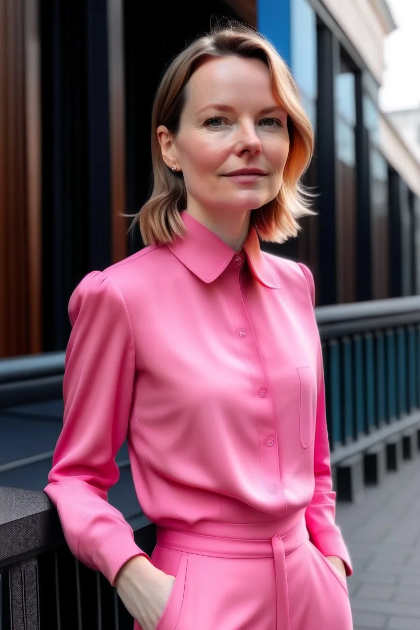 Mirja Lantz in a pink outfit.