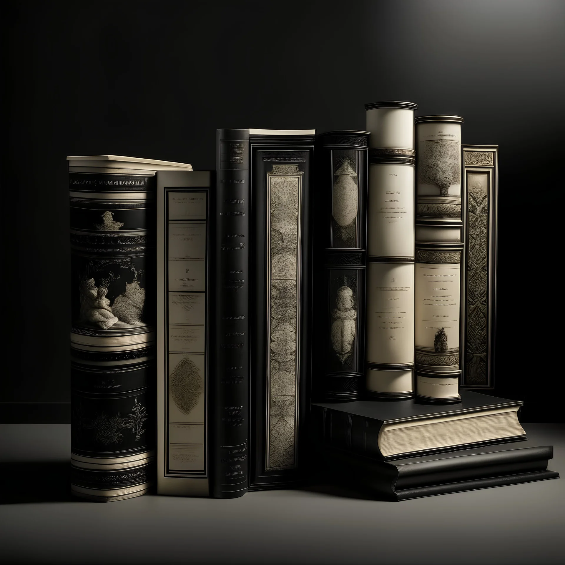 a books of history in black and off white and And some light colours