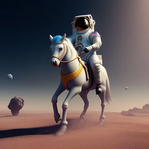 Riding horse astronaut Jupiter, Wes Anderson Lut, unreal engine 5, octan render