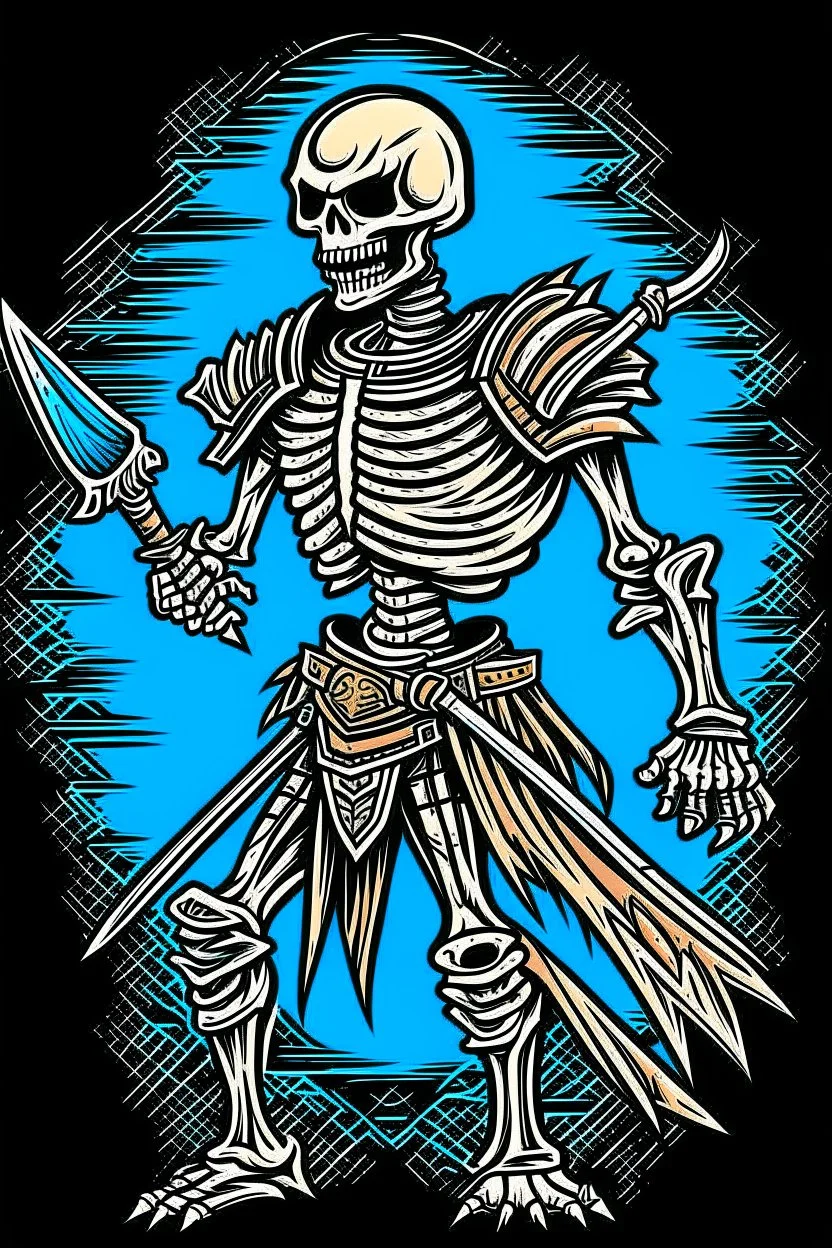 skeleton warrior, comic style