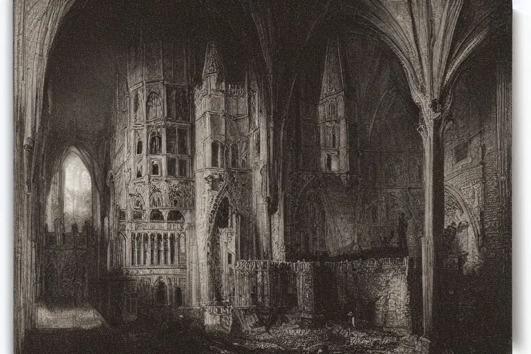 Gothic castle by Rembrandt