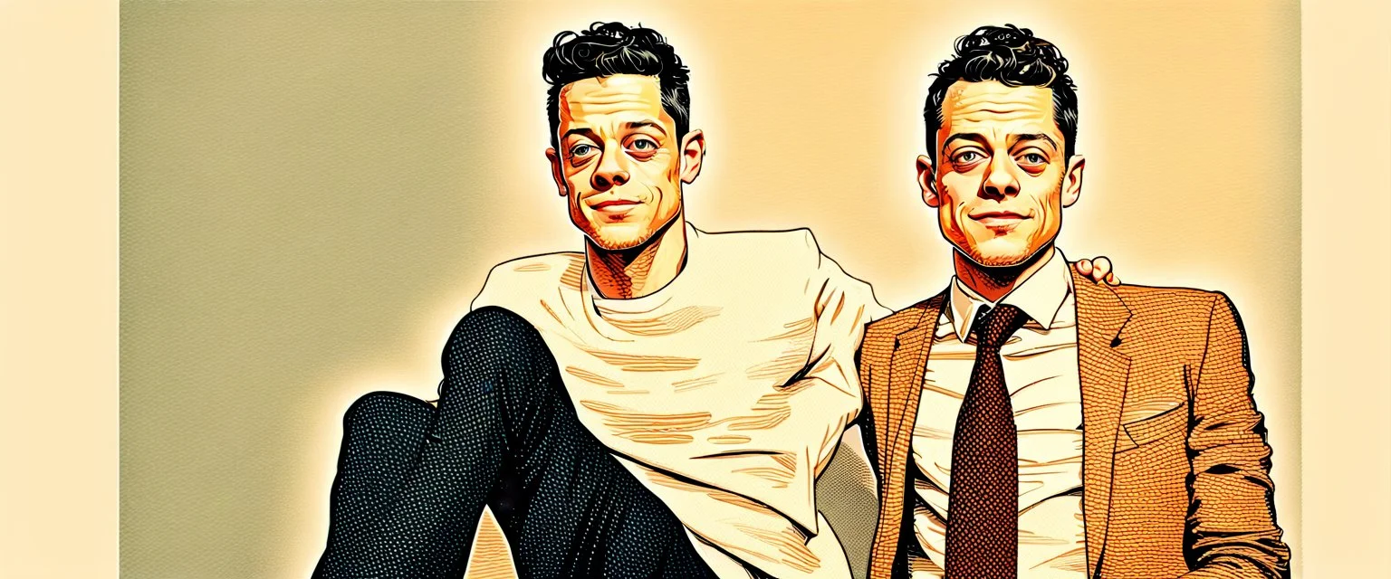 BREAKING NEWS: Rami Malek casted to play Sam Altman, recently ousted CEO in new HBO adaption “Fighting for AGI — The OpenAI Drama”, imperfection, natural lighting, cinematic, Fuji Film, Anamorphic lens, 2040s, deep depth of field,