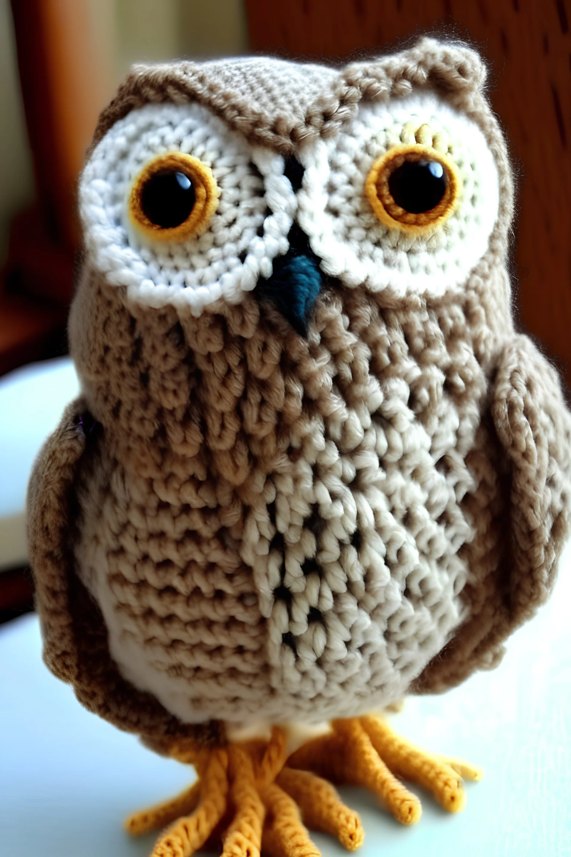 crochet owl, realistic