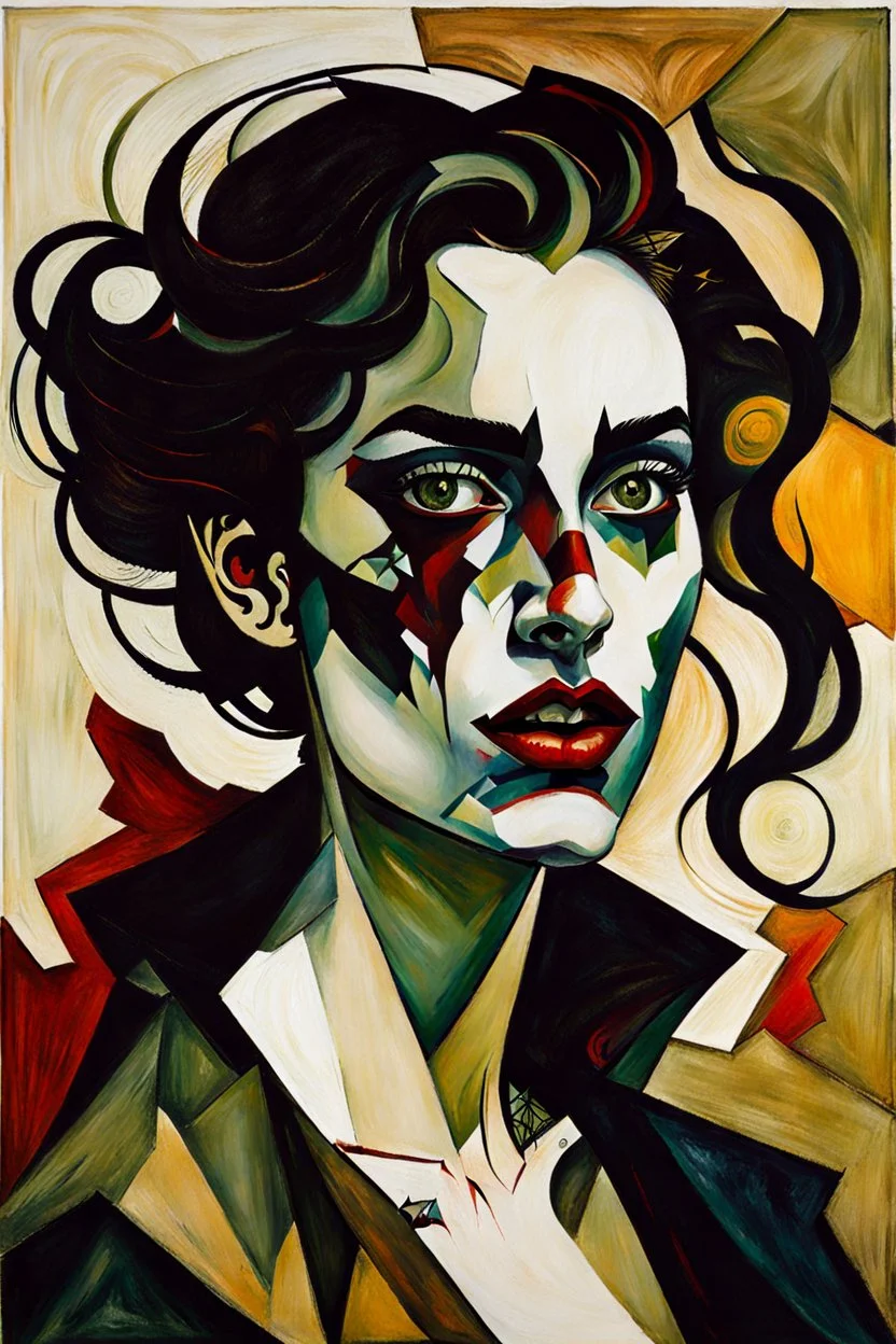 Painting of a vampire girl, in the Expressionist style of Egon Schiele, Oskar Kokoschka, and Franz Marc, in muted natural colors