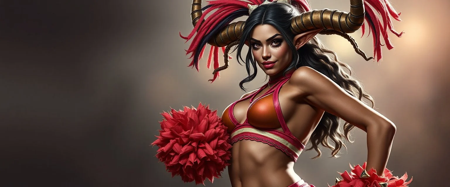 orcish cheerleader full body portrait