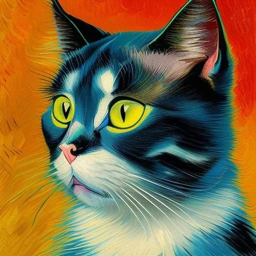 Portrait of a cat by Van Gogh