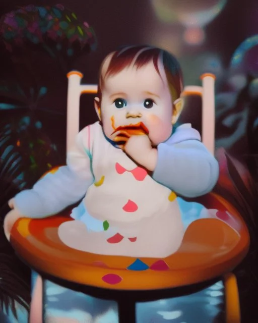 a baby in a colorful setting, disney style