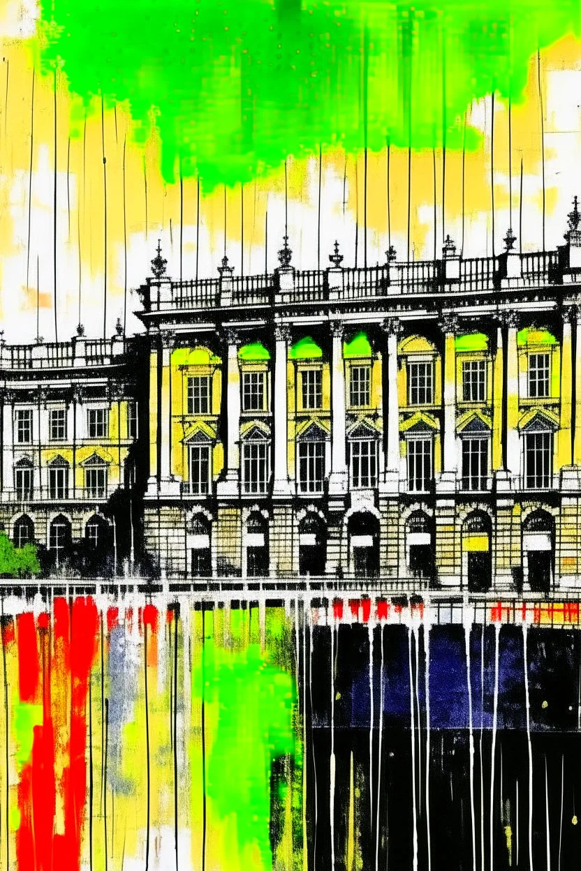Buckingham palace in the style of john piper