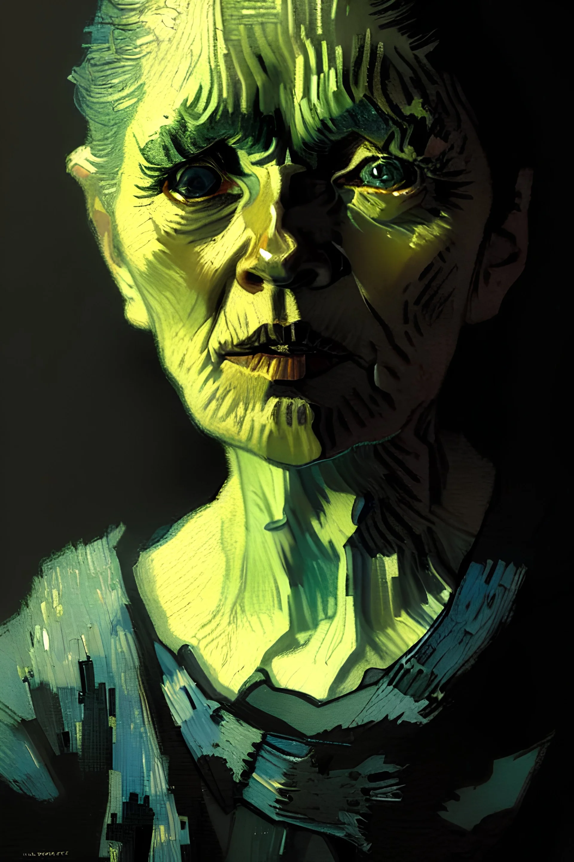 portrait of old woman, dramatic lighting, illustration by Van Gogh Greg rutkowski, yoji shinkawa, 4k, digital art, concept art, trending on artstation