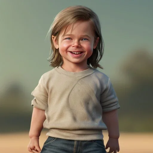 Brad Pitt toddler, smile, full body, hyper realistic