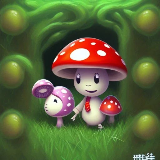 mushroom with cute face