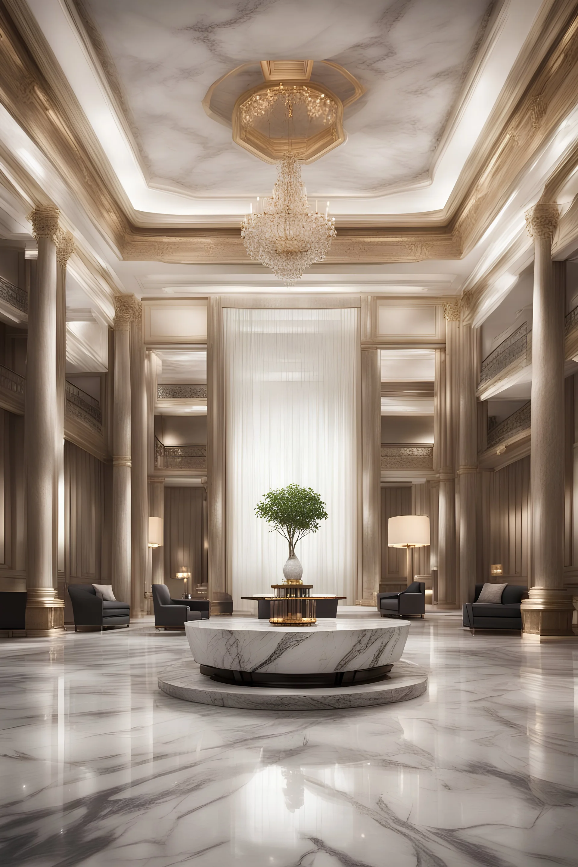 classic interior hotel lobby with marble material