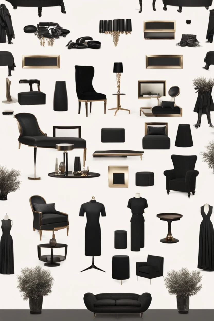 A luxurious company for fashion design with black furniture and black décor